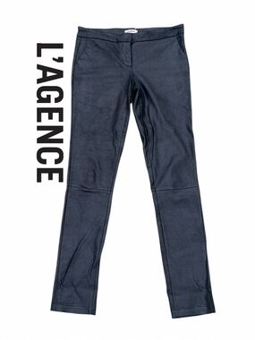 L'AGENCE Genuine Leather Lamb Suede Black Skinny Jeans Pants cotton lined 27